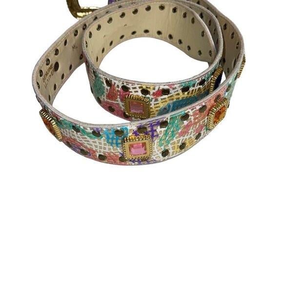 Vintage Womens Belt Size Large Multicolor Metallic Leather Rhinestone main image 7